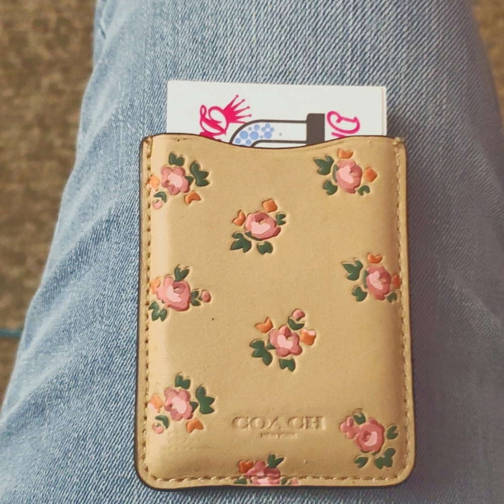 Coach Phone Pocket Sticker With Floral Print